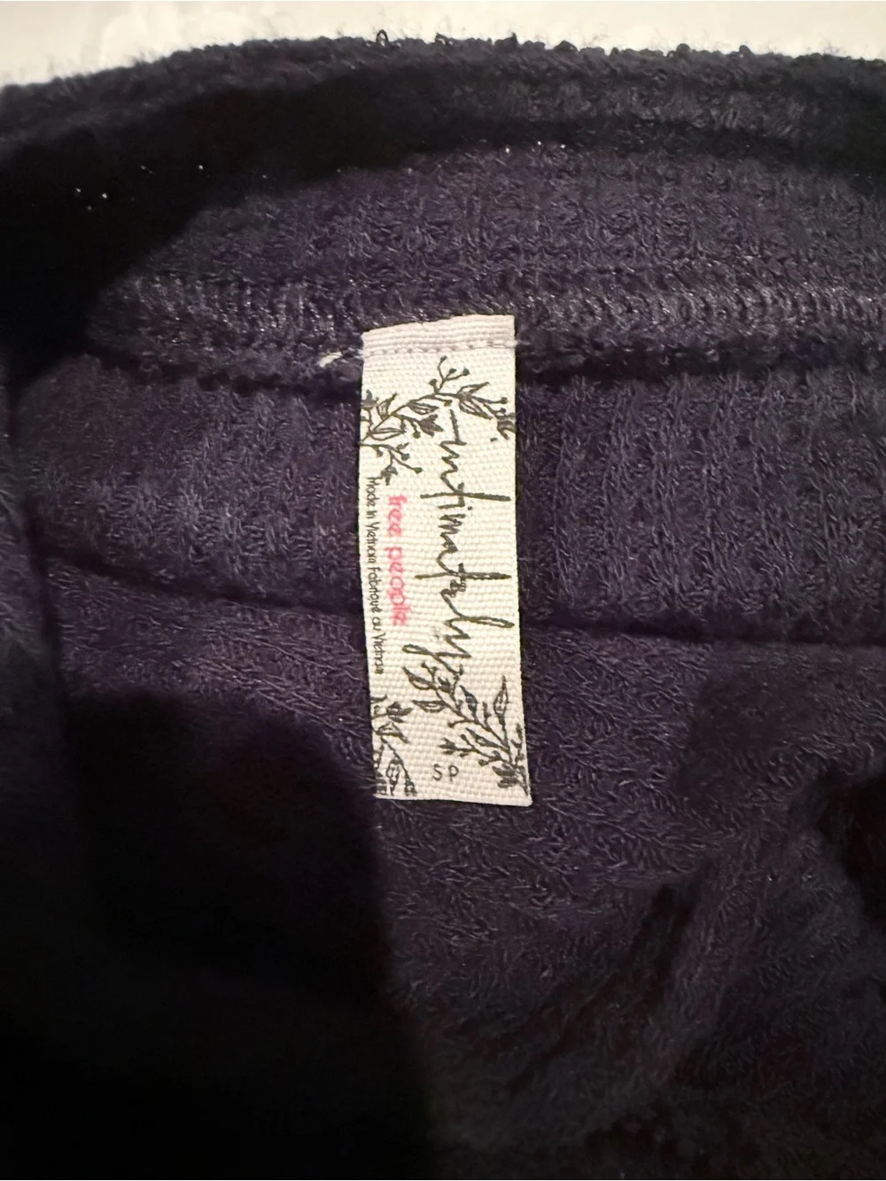 Free People Black Waffle Henley Top